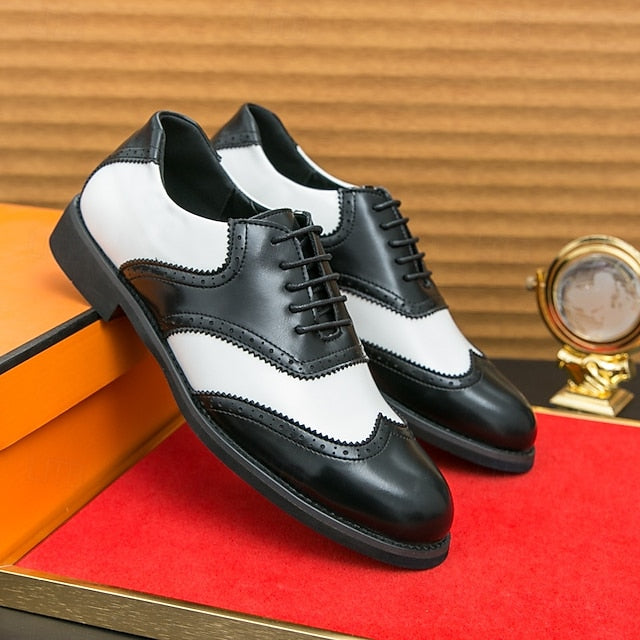 and White in Wingtip Men's Oxford Shoes Brogue Two-Tone