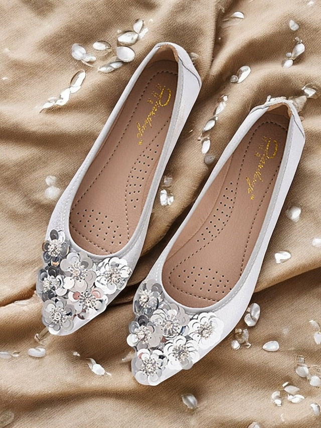 Comfortable Women's Foldable – Floral Flats Embellished