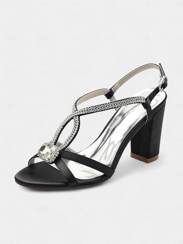 Blue Women's Rhinestone Royal – Sandals Elegant Satin