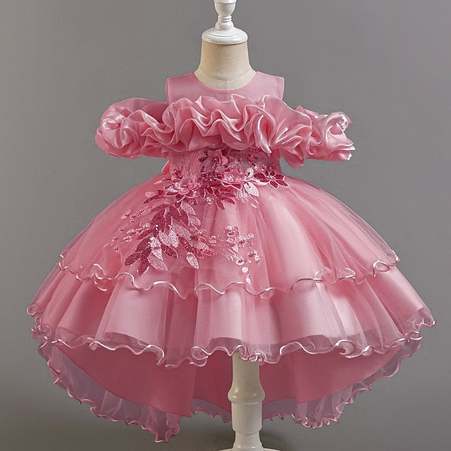 Wedding Sleeve Short Floral Party Kids Dress Girls' Flower