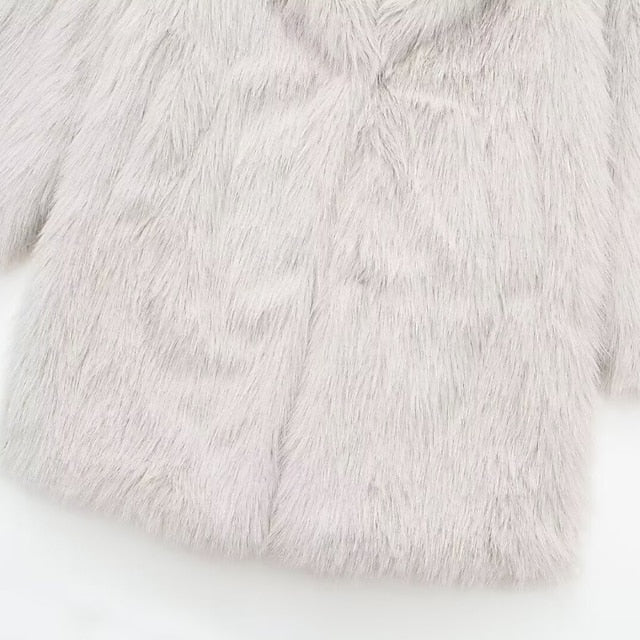 Women's Pocket Warm Fur Faux Furs Coat Comfortable