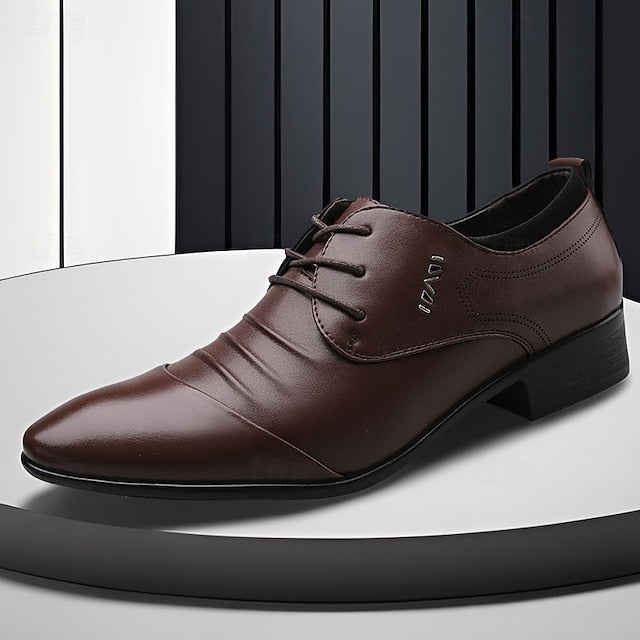 White for Men's - Shoes Elegant Lace-Up Dress Formal