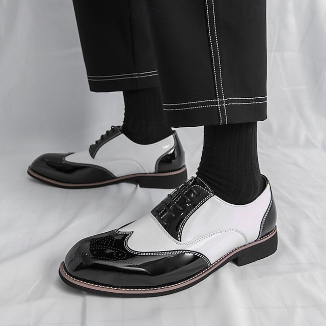 and Leather Gold Oxford Black Men's Patent with Shoes