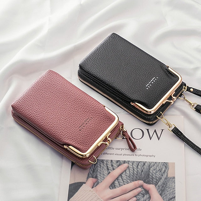 Tasche Gold Damen Kunstleder mit Rahmen Schwarz Crossbody