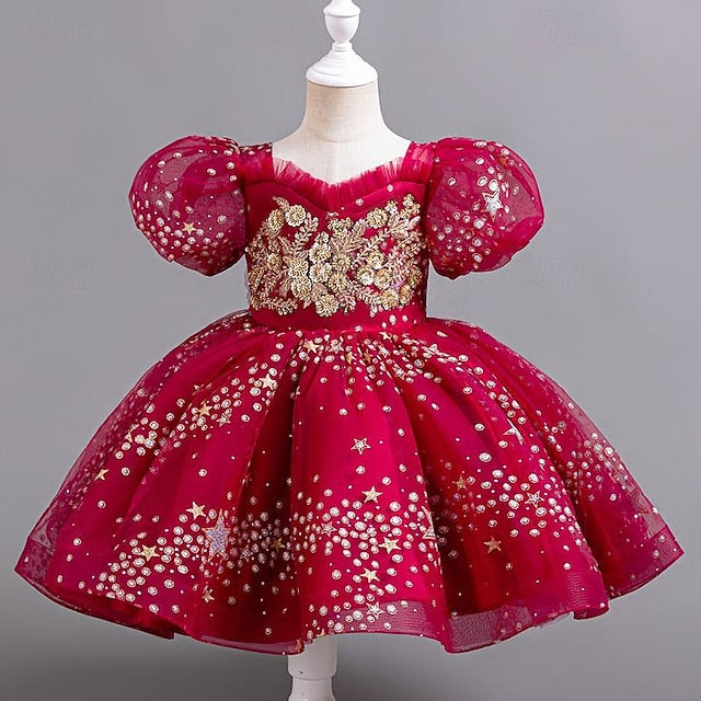 Flower Floral Kids Sequin Girl Party Dress Girls'