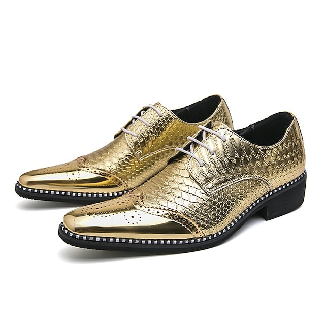 Men's Shiny Shoes Metallic – Oxford Faux Gold Dress