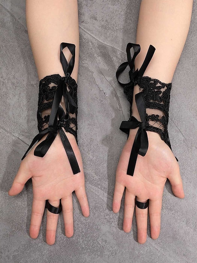 Gloves Vintage Wedding White Fingerless Bridal Lace Elegant –