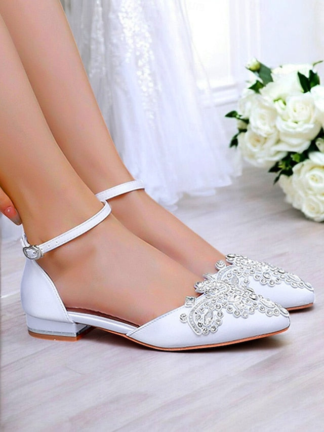 – Gemstone Vintage Pointed-Toe Style Green Embellished Flats