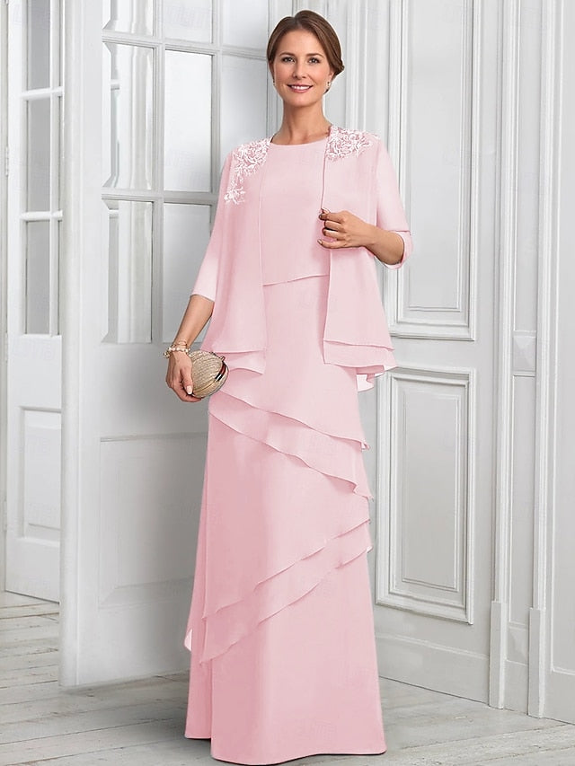 the Bride Dress Suit Piece Elegant Mother of Formal Two A-Line