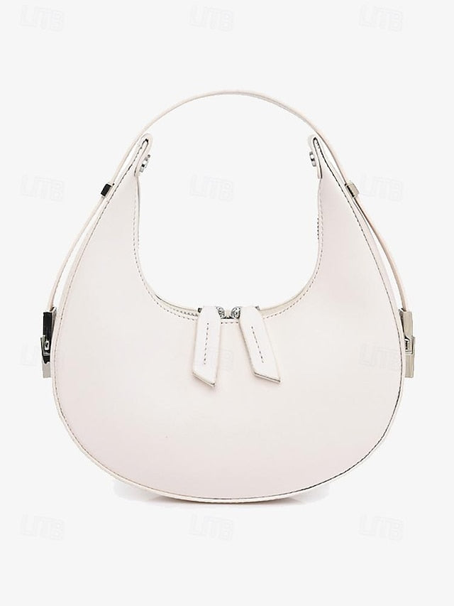 Elegant Ivory with Crescent Bag Hobo Silver - Hardware Sleek