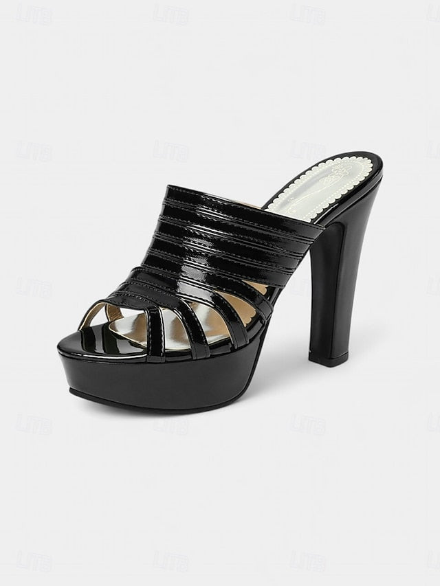 Mule White Open-Toe Women's Strappy - Heels Platform