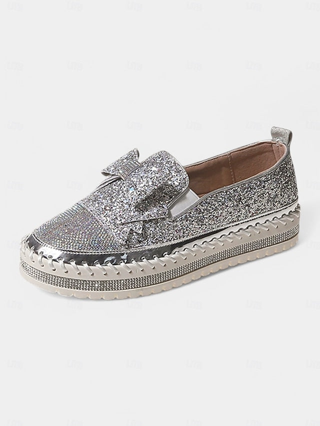 Rhinestone Slip-On Loafers Glittery Women for – Sparkling