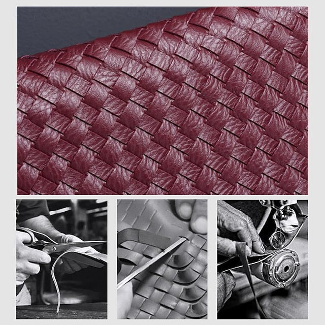 Woven Bag Faux – Burgundy Leather Hobo Women's Chic