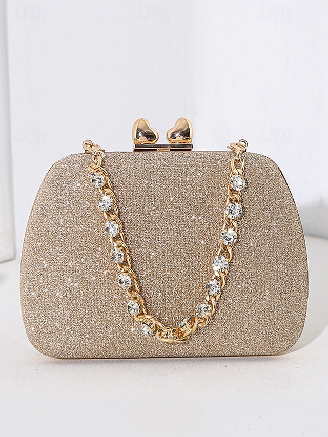 with Clutch Sage Rhinestone Green Evening Glitter Women's