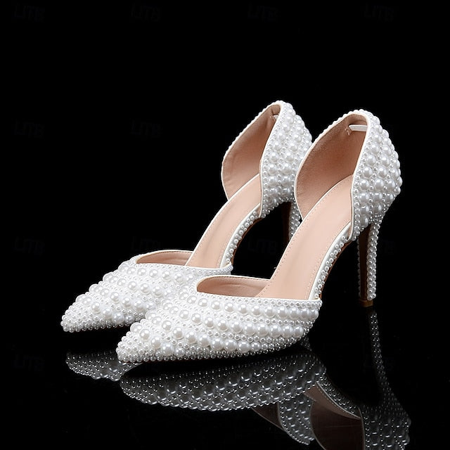 Clutch and Set – Heels Stiletto Pearl White Women's Bag