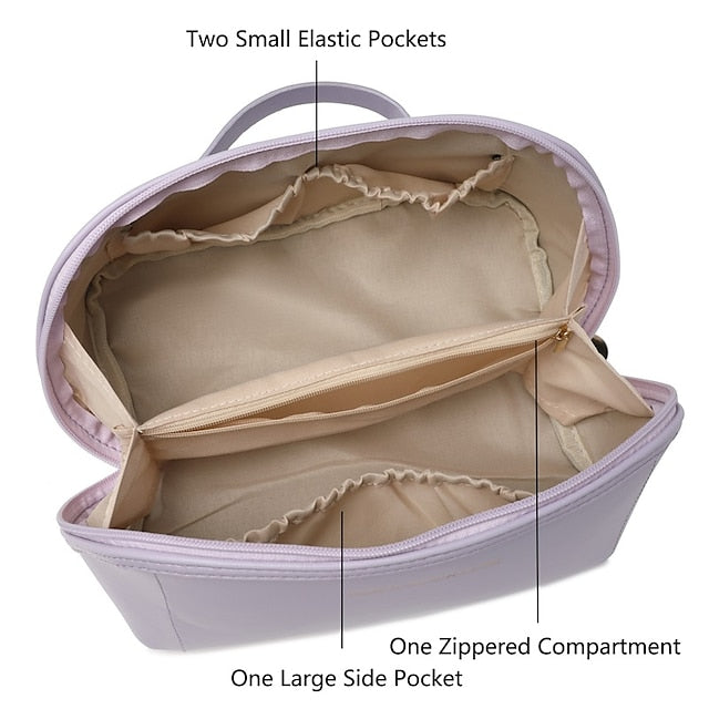 Damen Kosmetik Make-up Handtasche Leder PU Tasche Reise