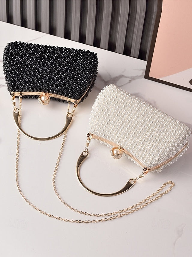with Women's Clutch Beaded Bag Handle Pearl Gold Evening