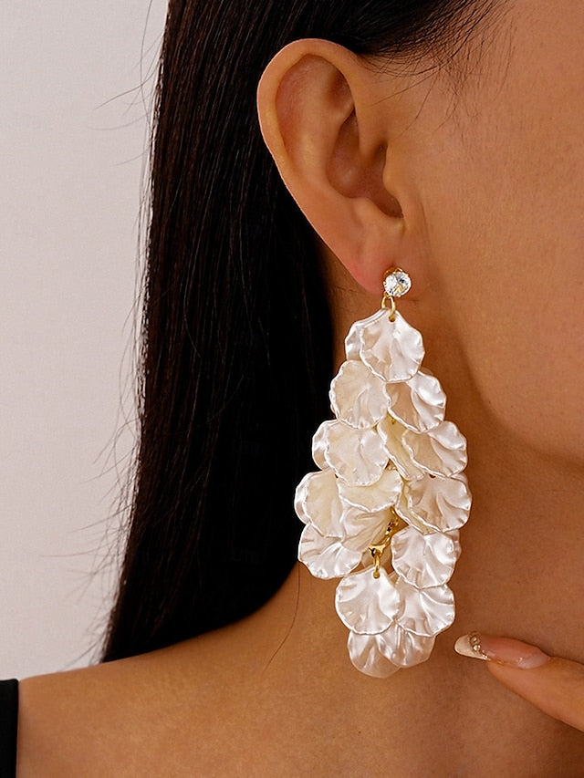 Elegant Layered - Women's Earrings Floral Satin Petal Drop