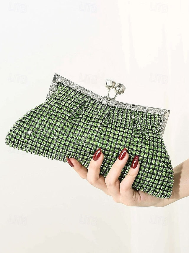 Vintage Sage Clutch Women's Purse Green Rhinestone –
