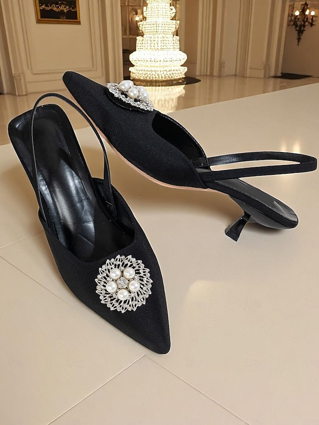 with Slingback Women's Pumps and Blue Satin Pearl