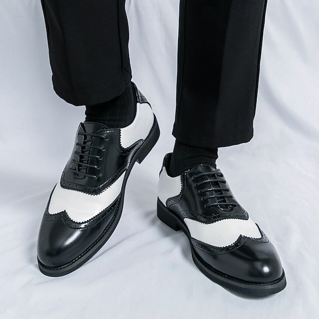 and White in Wingtip Men's Oxford Shoes Brogue Two-Tone