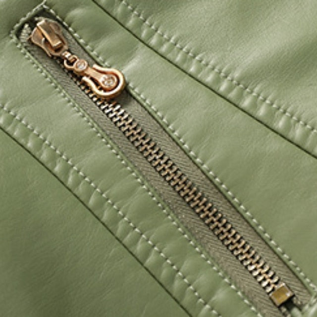 Women's Faux Zipper Comfortable Jacket Leather Pocket