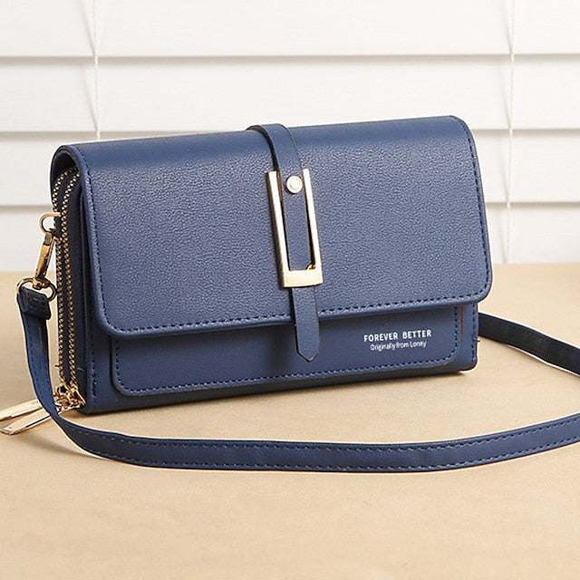 Sac à bandoulière en PU pour téléphone portable, portefeuille en cuir pour femme