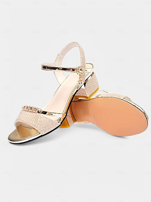 Sandals - Silver Rhinestone Elegant for Heeled Shoes Women Dress