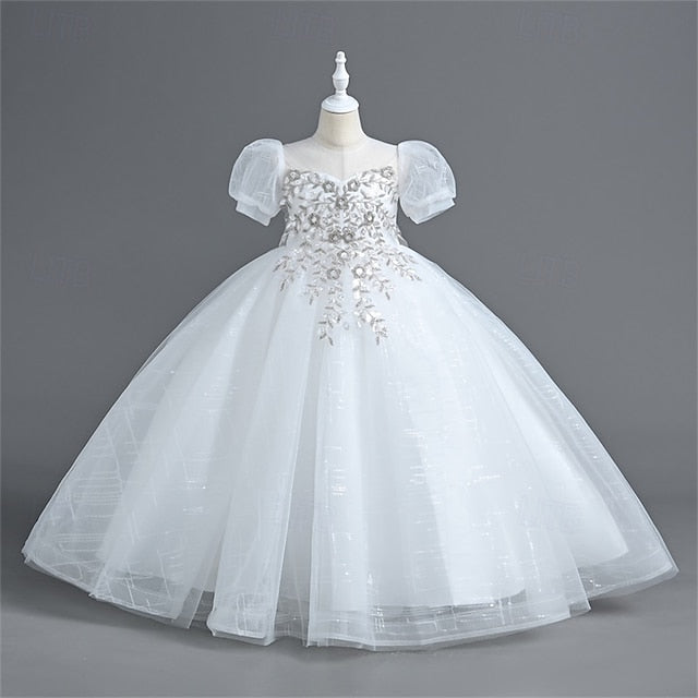 Party Dress Girl Girls' Solid Flower Color Kids