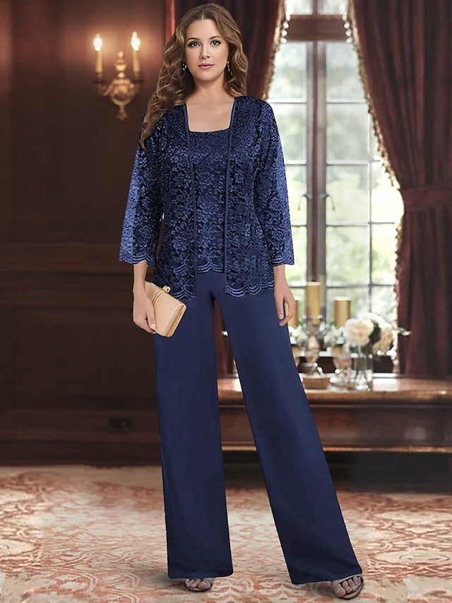 Mother Dress of Wedding Guest Square Pantsuit Elegant the Bride