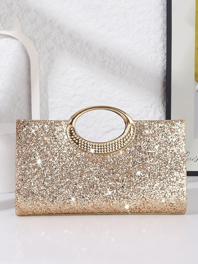 Glitter with Women's Silver Clutch Bag Evening Gold