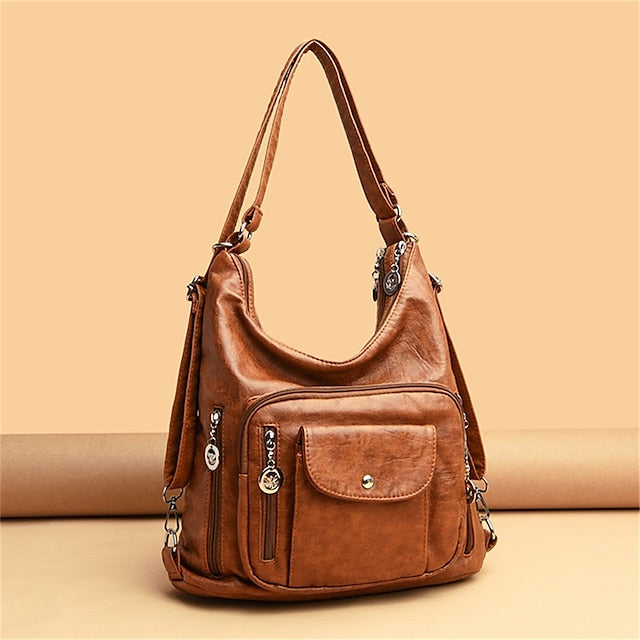 Sac - Sac Hobo en similicuir pour femme style vintage marron