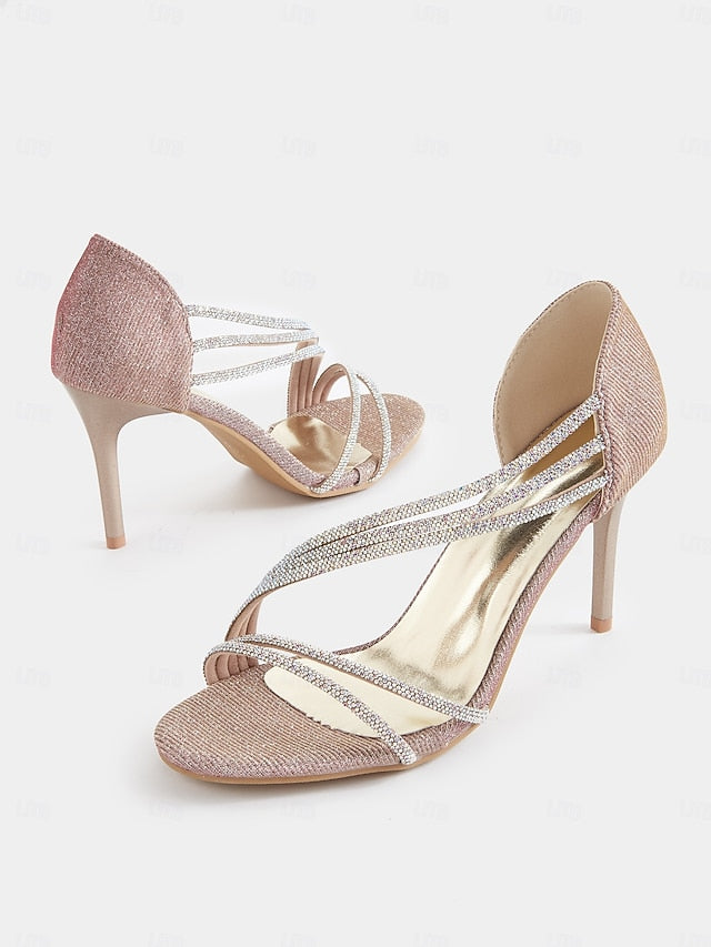 Sandals Crystal Strappy Women Heel Rhinestone – High for