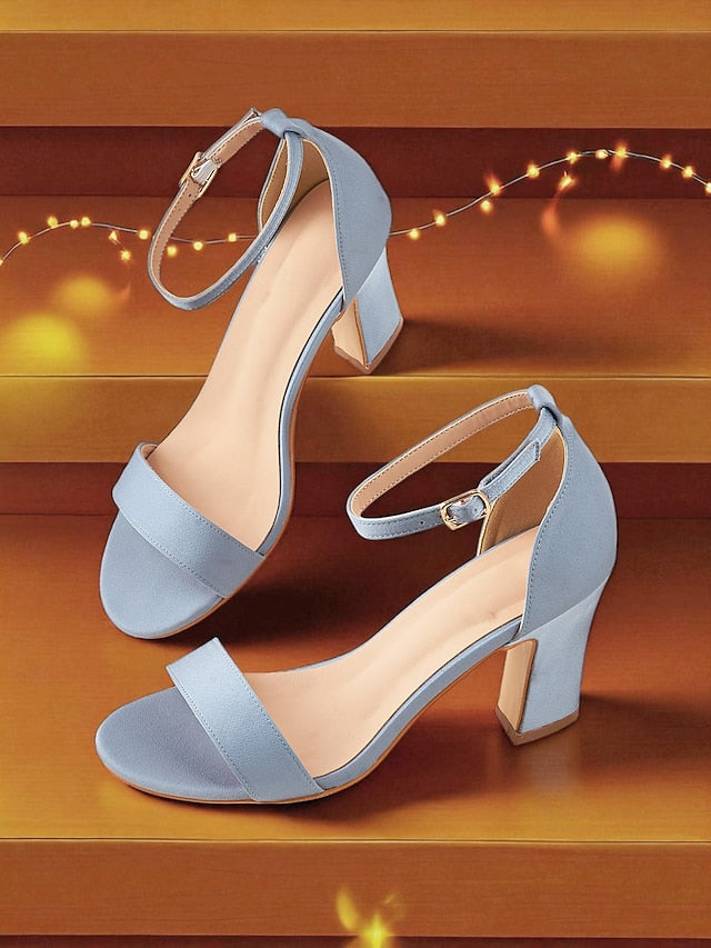 Sandals Strap - Ankle Toe Blue Heel Light High Women's Open