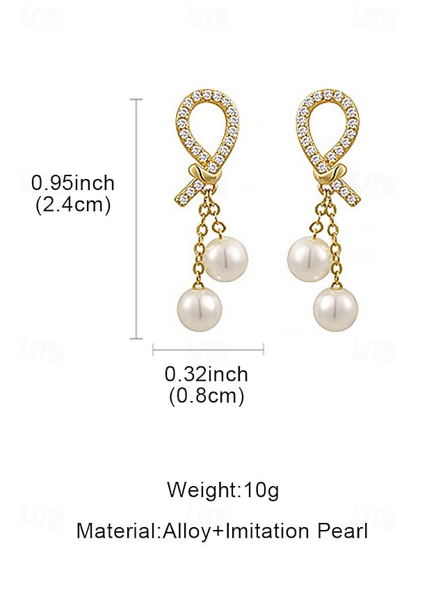 teardrop Women's rhinestone with earrings pearl imitation