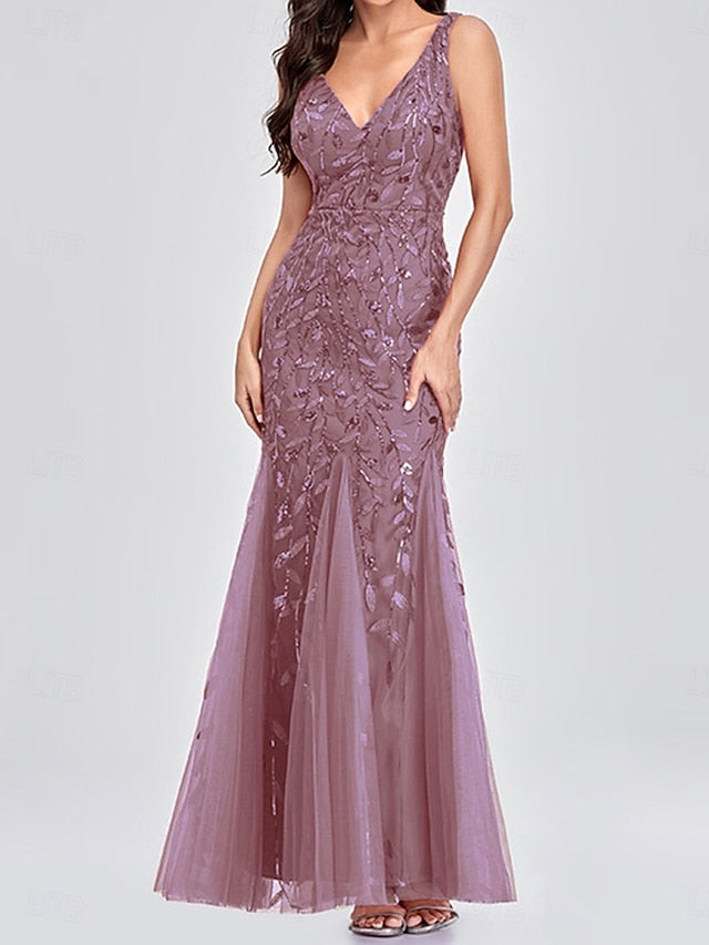 Bride the Floor Dress Neck V Mother Elegant of Party