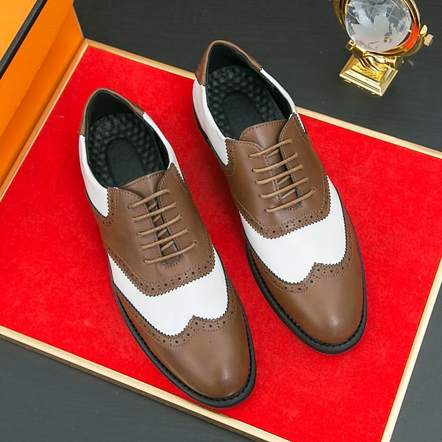 and White in Wingtip Men's Oxford Shoes Brogue Two-Tone
