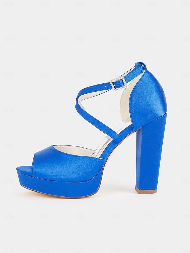 Heel and Women's Peep Platform Sandals High Toe Satin with