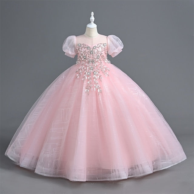 Party Dress Girl Girls' Solid Flower Color Kids