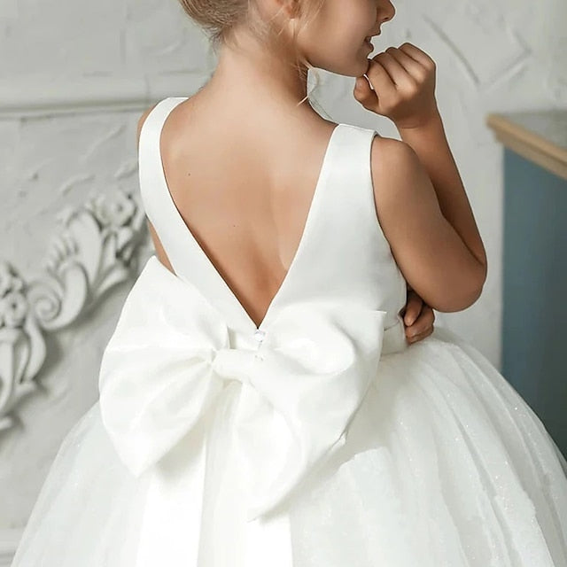 Girls' Performance Dress Sleeveless Colored Kids Solid