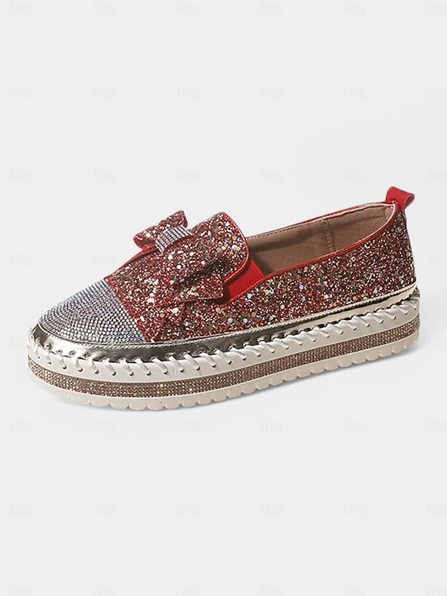 Rhinestone Slip-On Loafers Glittery Women for – Sparkling