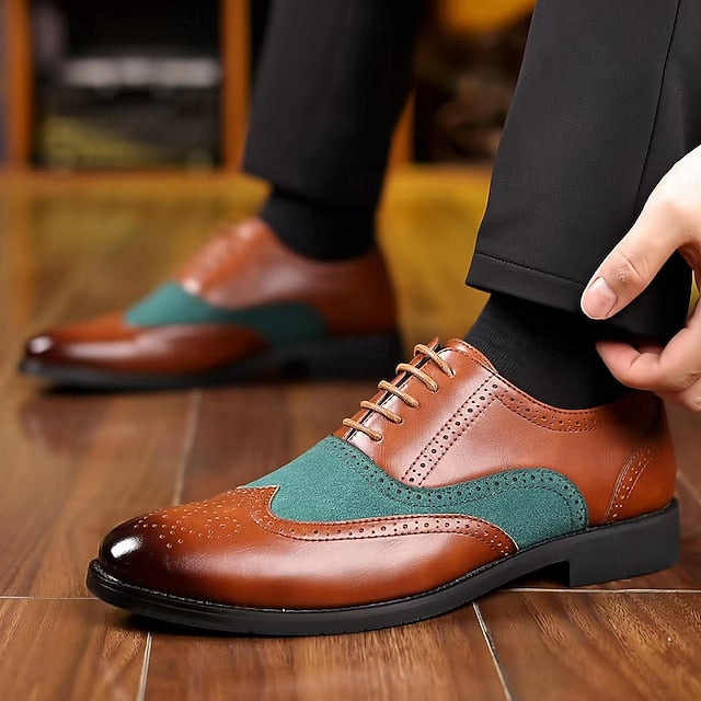 Men's Green Shoes Oxford Brown Wingtip and – in Two-Tone
