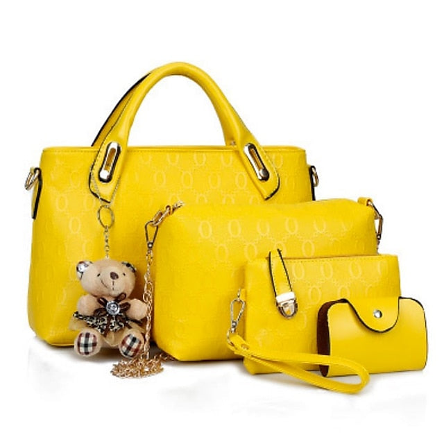 4 Bag Leather Purse PU Women's Pieces Set