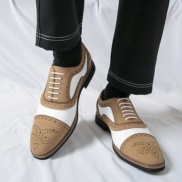 and Brogue Brown Shoes with White Oxford Classic Men's