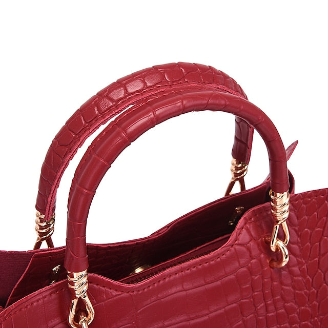 Bag Leather Going Women's out Set PU Purse Office Pcs 3