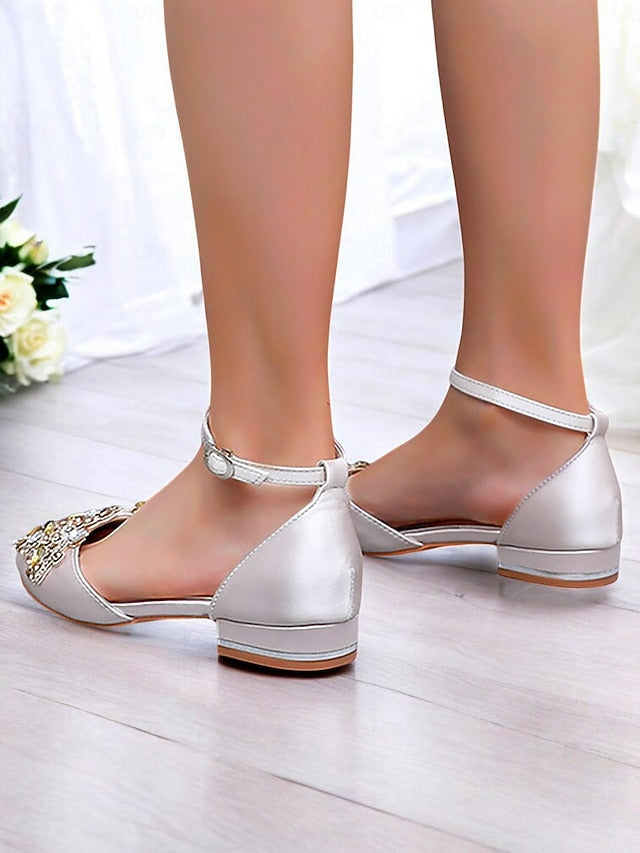 – Gemstone Vintage Pointed-Toe Style Green Embellished Flats