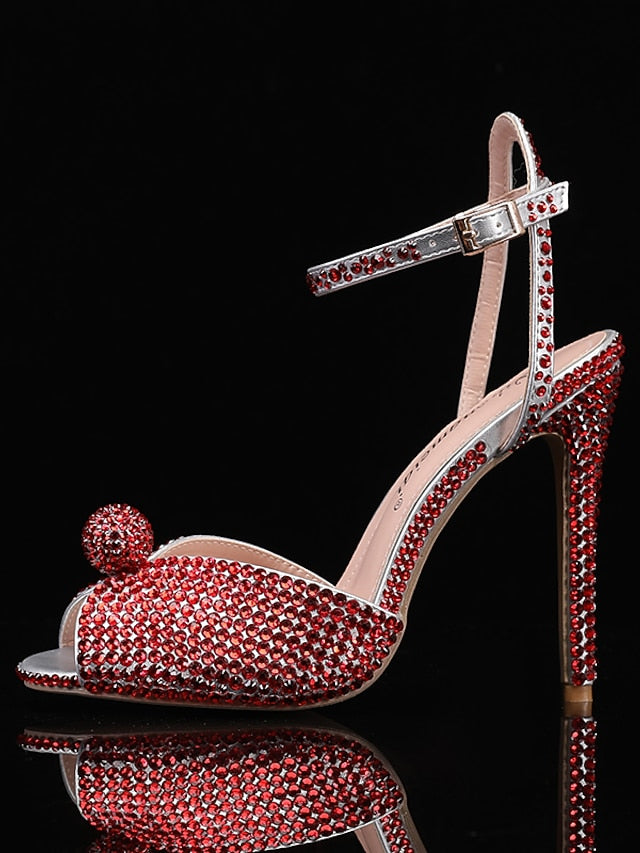 Women's Stiletto Embellished Sandals Rhinestone Heel with