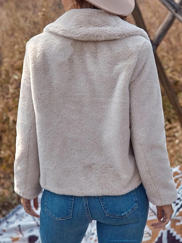 Fur Comfortable Faux Warm Women's Teddy Pocket Coat