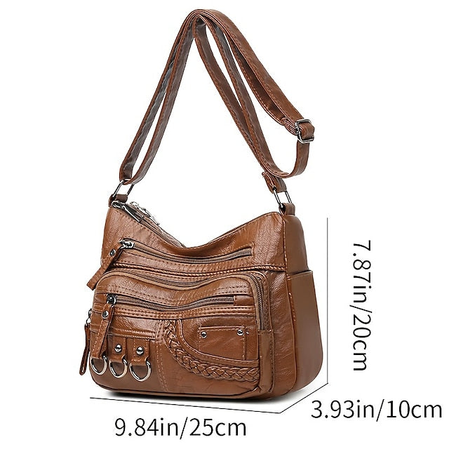 Mehrere Crossbody mit Vintage Leder Damen Kunsttasche