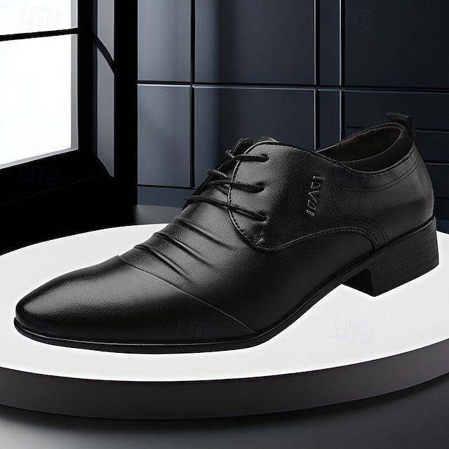 White for Men's - Shoes Elegant Lace-Up Dress Formal